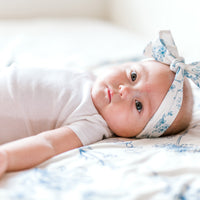 Personalized Baby Gift Set – Vintage Floral Baby Gown, Swaddle Blanket & Name Announcement Disk