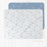 Western Toile Baby Set – Blue Cowboy Print Newborn Swaddle Blanket & Cozy Gown