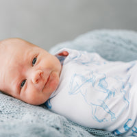Personalized Baby Swaddle – Western Baby Blanket With Cowboy Design, Soft Stretchy Knit