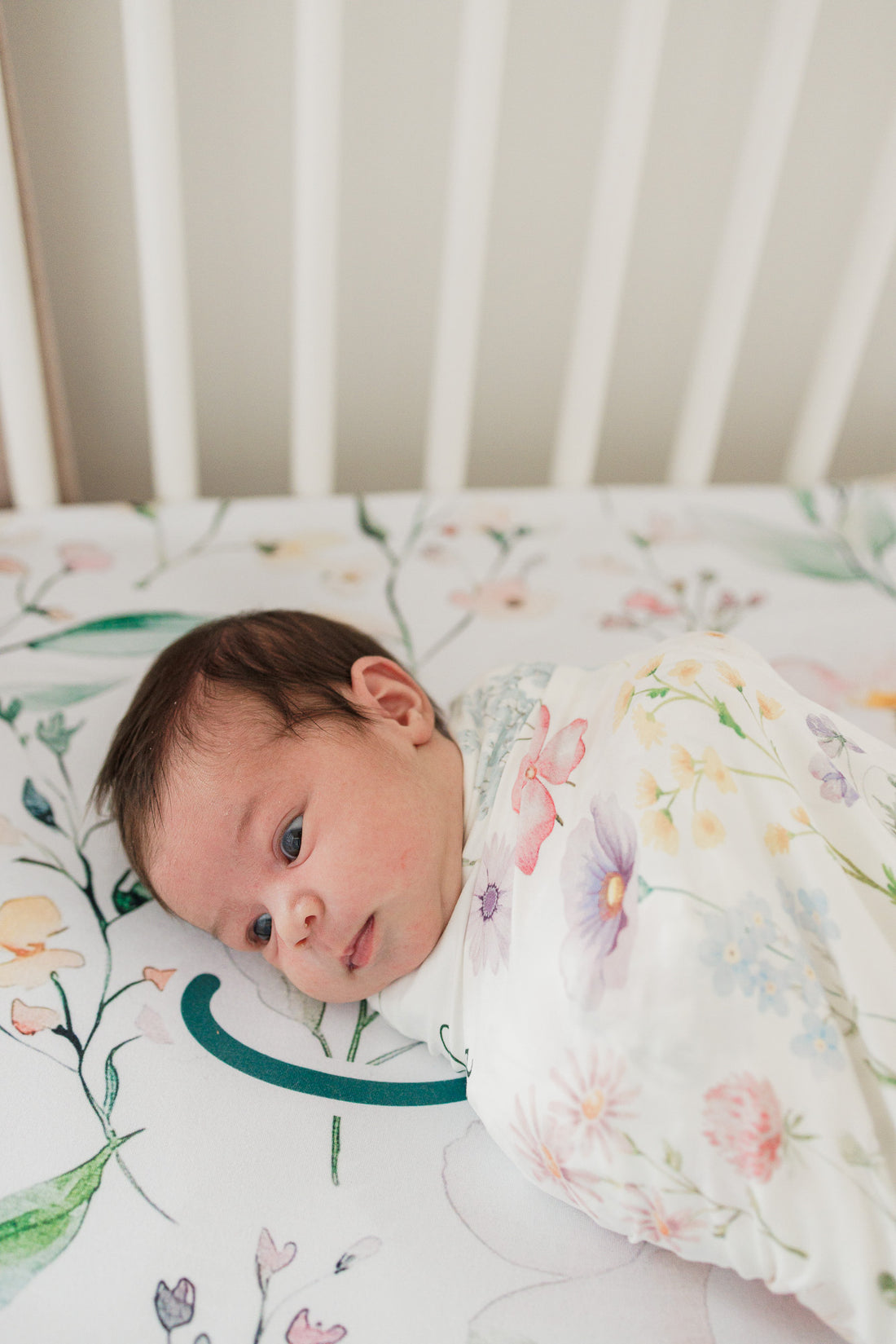 Floral baby girl coming home outfit with name announcement disc