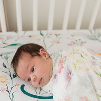 Floral baby girl coming home outfit with name announcement disc