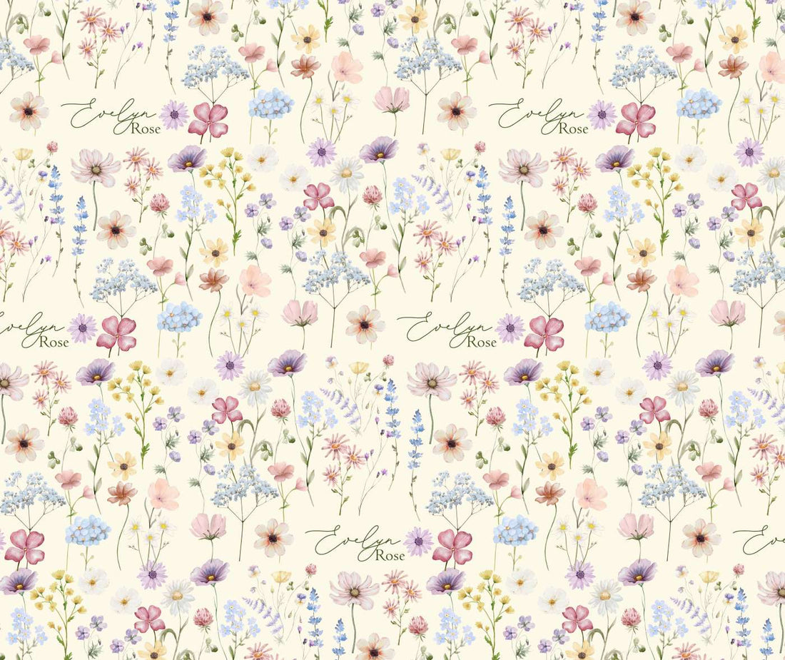 Wildflower Baby Set – Personalized Newborn Gift | Soft Baby Gown & Floral Swaddle Blanket