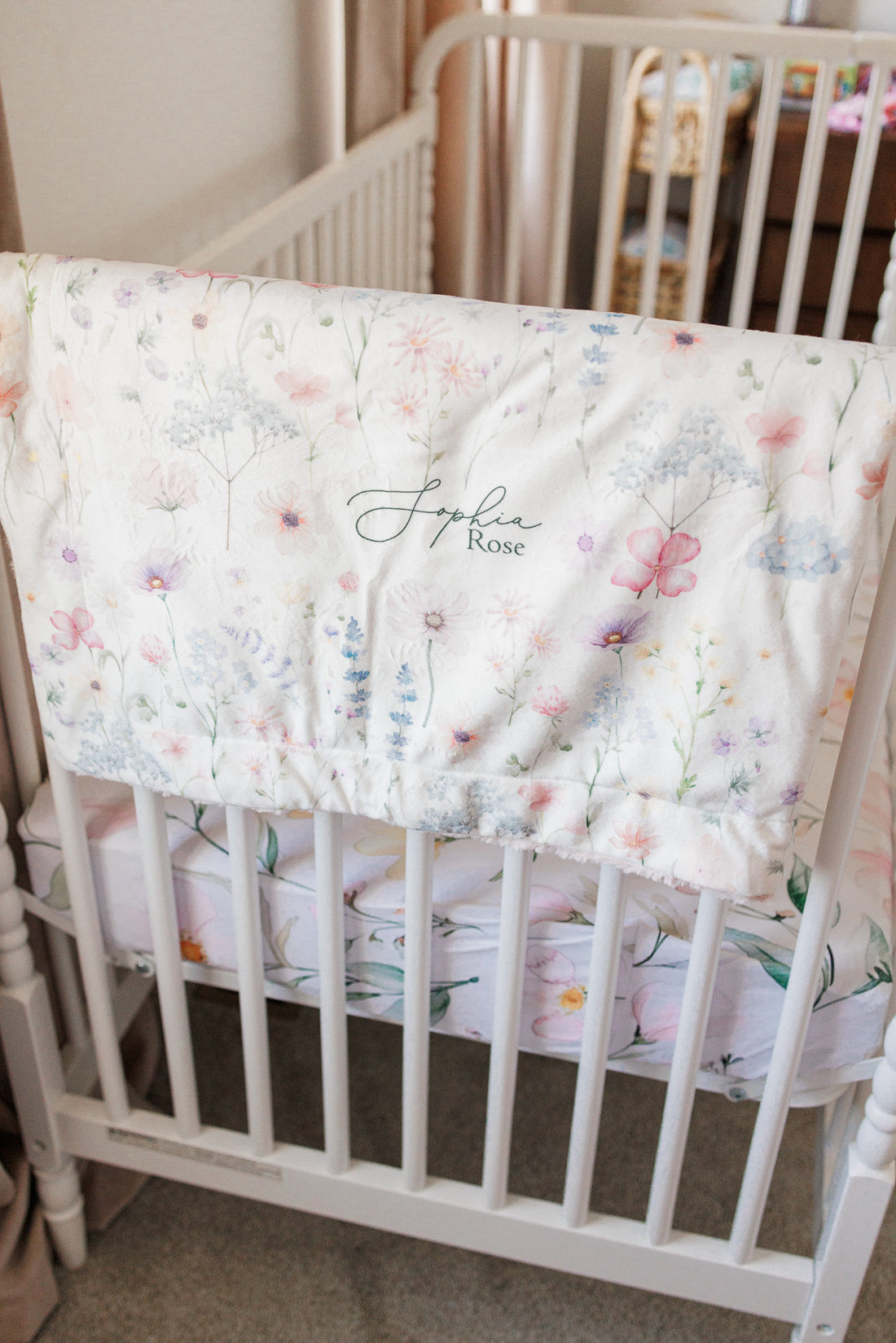 Personalized Baby Blanket – Wildflower Minky Baby Deluxe Cozy Plush Stroller Blanket