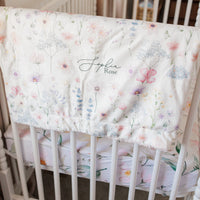 Personalized Baby Blanket – Wildflower Minky Baby Deluxe Cozy Plush Stroller Blanket