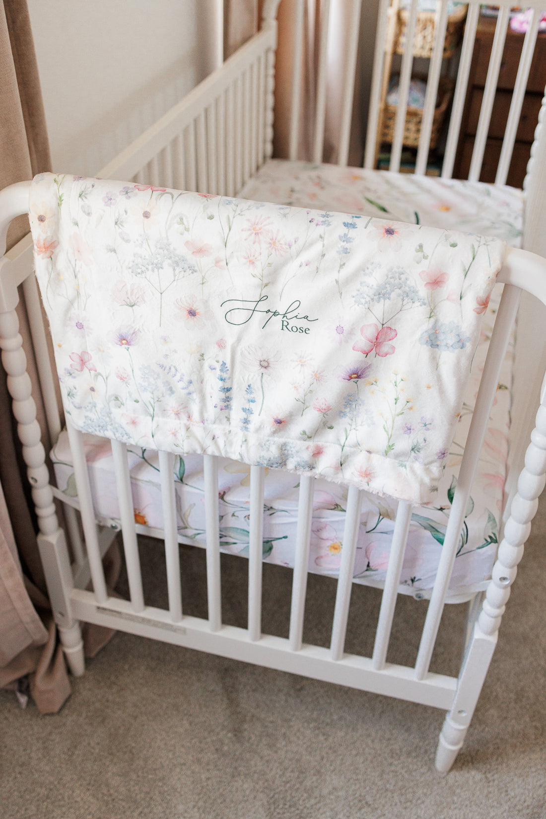 Personalized Baby Blanket – Wildflower Minky Baby Deluxe Cozy Plush Stroller Blanket