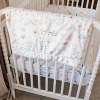 Personalized Baby Blanket – Wildflower Minky Baby Deluxe Cozy Plush Stroller Blanket