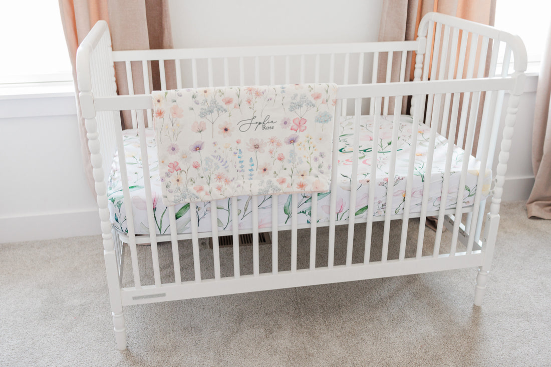 Personalized Baby Blanket – Wildflower Minky Baby Deluxe Cozy Plush Stroller Blanket