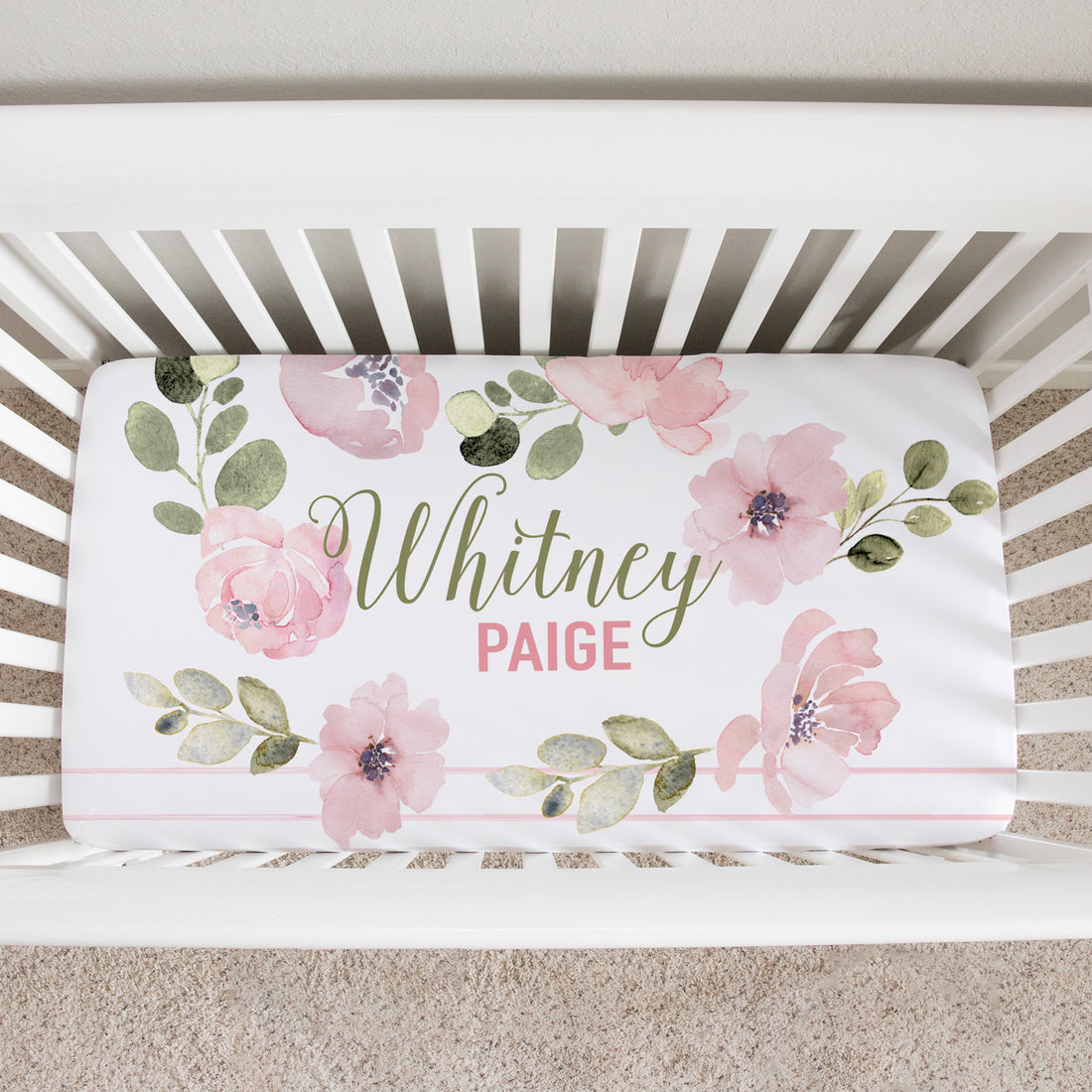 Abigail Floral Personalized Custom Crib Sheet