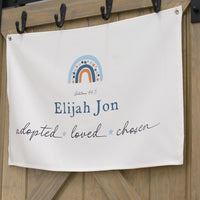 Personalized Adoption Banner – Custom Name Kids Wall Art With Rainbow Design