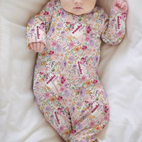 Amelia's Pink Floral Knotted Baby Gown