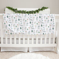 Soft and plush minky and fur baby blanket with a white background, luxurious green fur, adorned with a golf-themed print, and personalized custom details