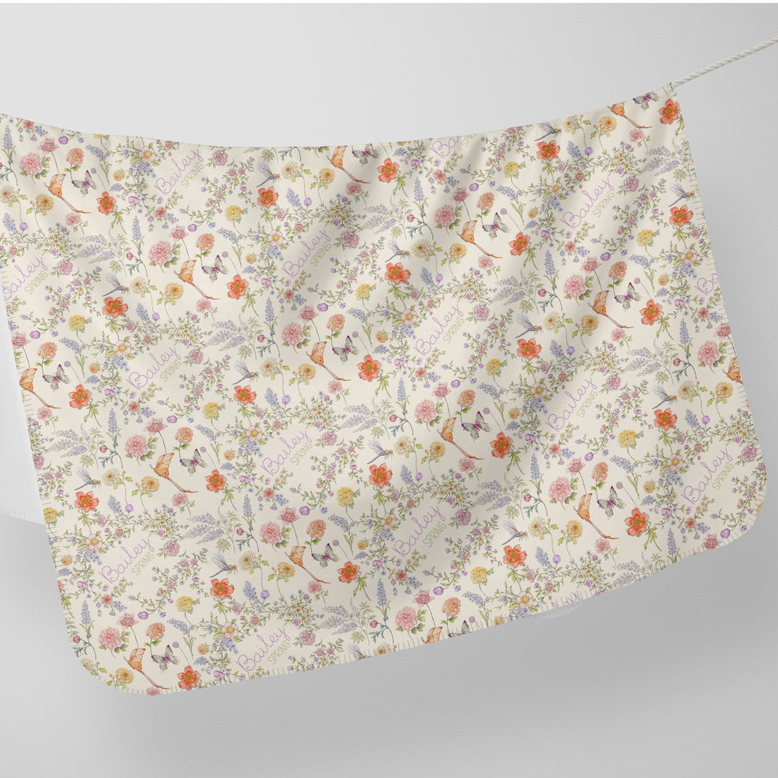 Personalized Baby Swaddle – Floral Baby Blanket | Bailey Floral Soft Breathable Fabric Wrap