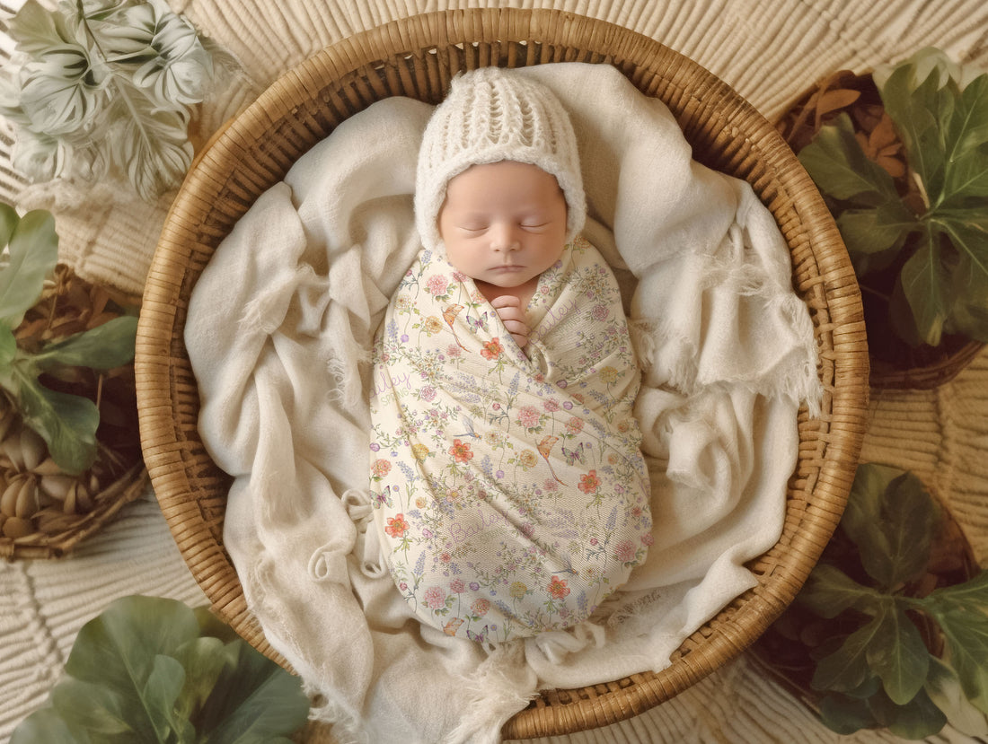 Personalized Baby Swaddle – Floral Baby Blanket | Bailey Floral Soft Breathable Fabric Wrap