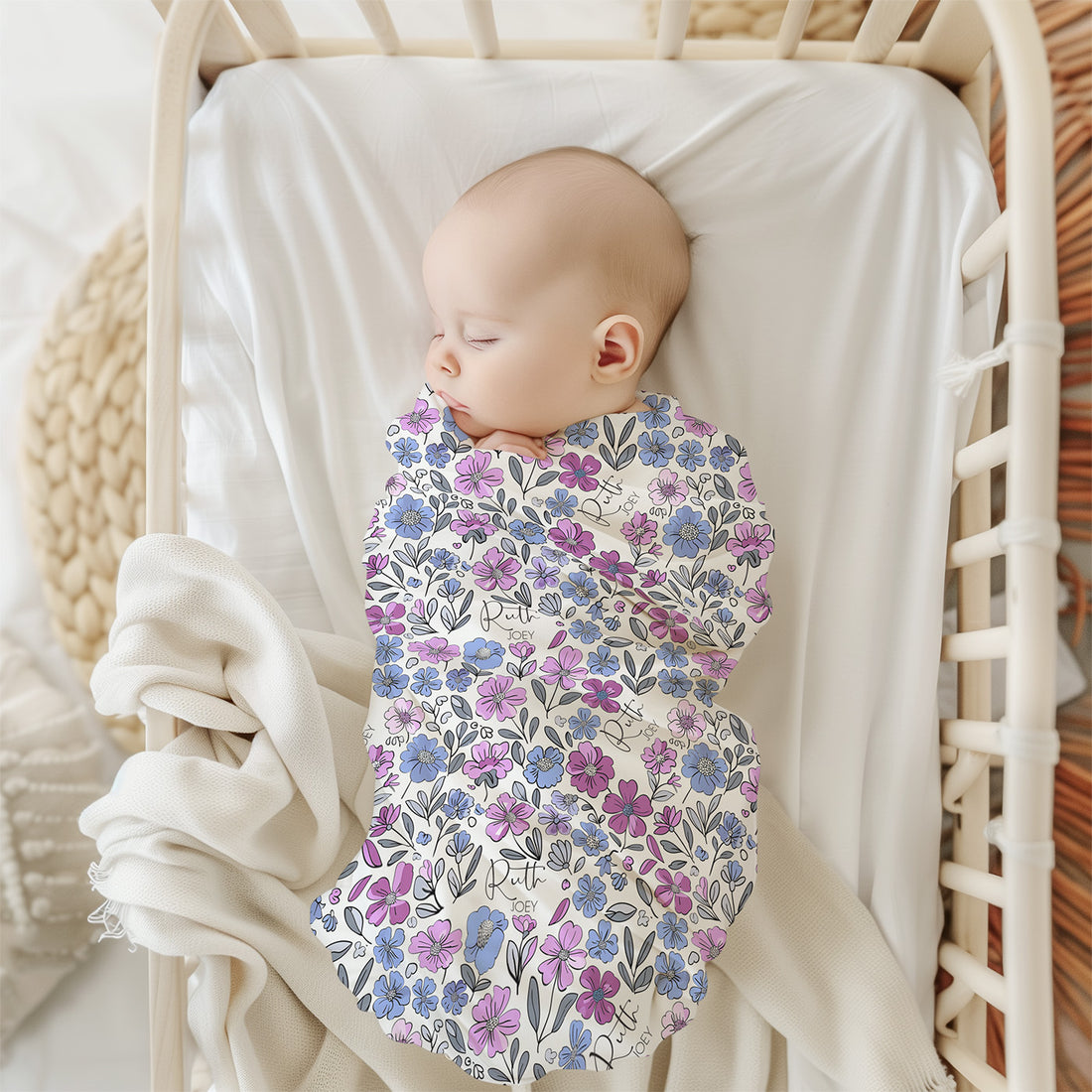 Baby Girl Gift Set – Personalized Floral Baby Outfit with Cozy Gown & Swaddle