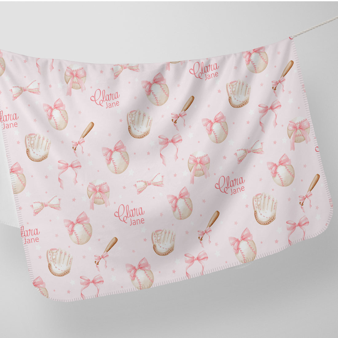 Personalized Baby Swaddle - Soft Stretchy Knit Baseball Baby Blanket for Girls
