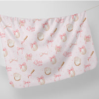 Personalized Baby Swaddle - Soft Stretchy Knit Baseball Baby Blanket for Girls