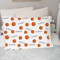 Basketball Pillowcase - Personalized Kids Bedding with Soft Minky Fabric & Cozy Satin Trim