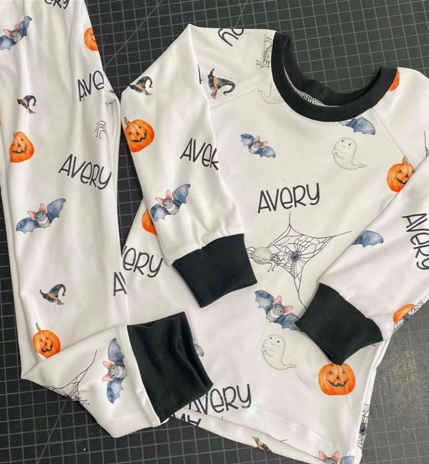 Boys Halloween Pajamas – Personalized Trick or Treat Pumpkin Print Sleepwear