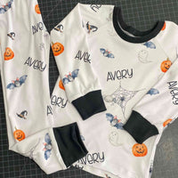Boys Halloween Pajamas – Personalized Trick or Treat Pumpkin Print Sleepwear