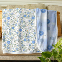 Blue Floral Baby Swaddle - Personalized Blanket