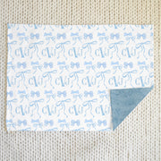 Blue Bows Minky Baby Deluxe Blanket with Monogram