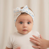 Monogram Baby Swaddle | Blue Bows Personalized Soft Newborn Blanket