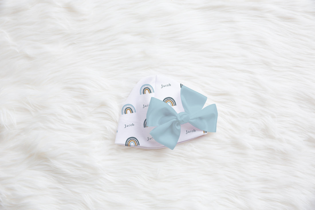 Blue Rainbows Knotted Baby Gown