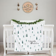 Personalized Kids Blanket | Custom Pine Tree Minky Fur Weighted Throw