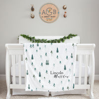 Personalized Kids Blanket | Custom Pine Tree Minky Fur Weighted Throw