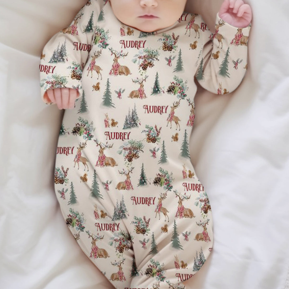 Christmas in the Forest Knotted Baby Gown