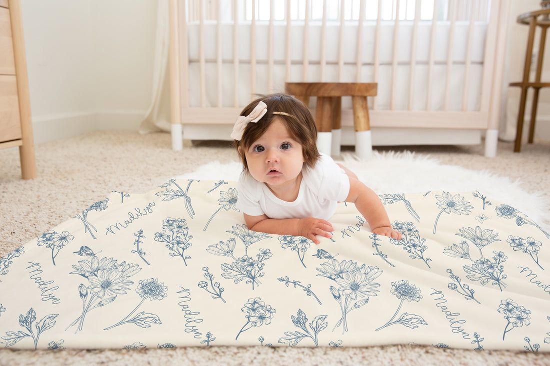 Colleen Floral Blue Baby Deluxe Blanket