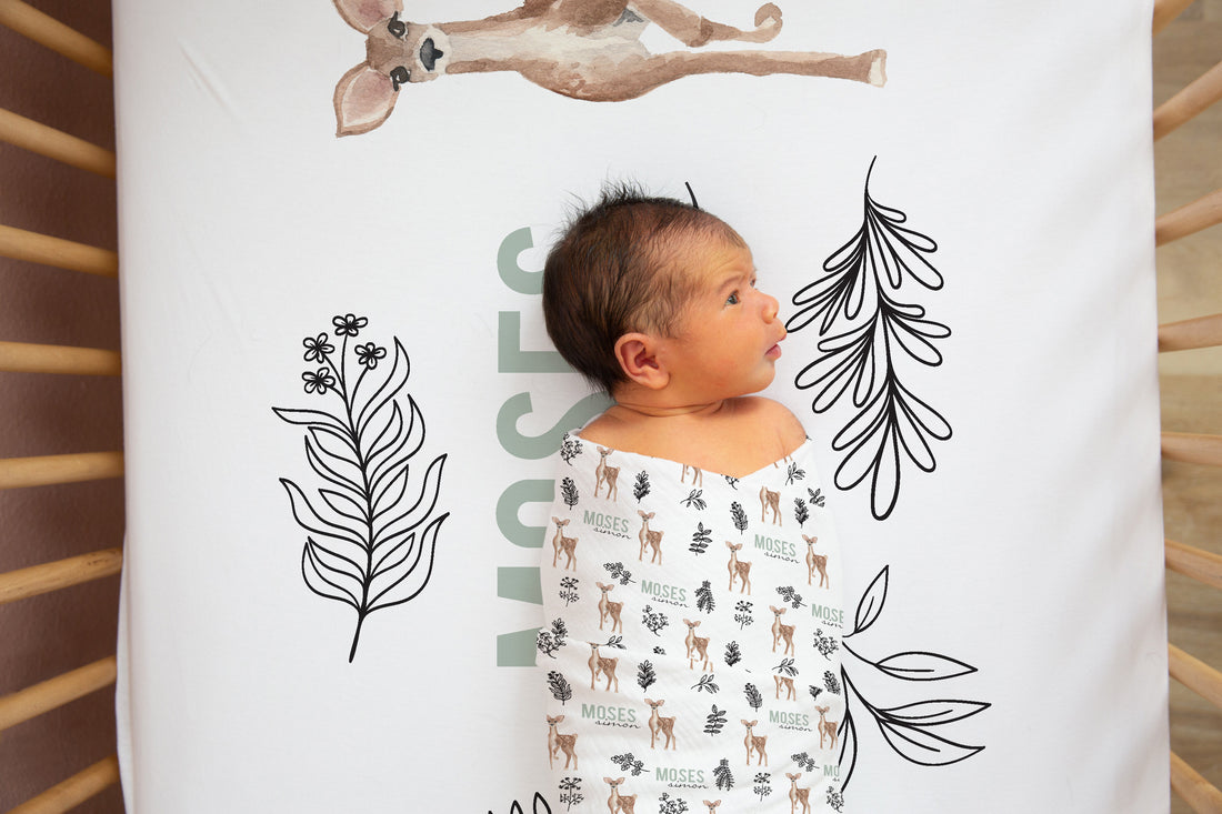 Custom Personalized Deer Theme Crib Sheet (Moses Deer)