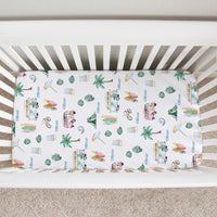 Beach Bum Boy Surfboard Personalized Custom Crib Sheet