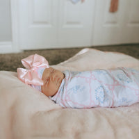 Pink Heirloom Bows Stretchy Swaddle Blanket