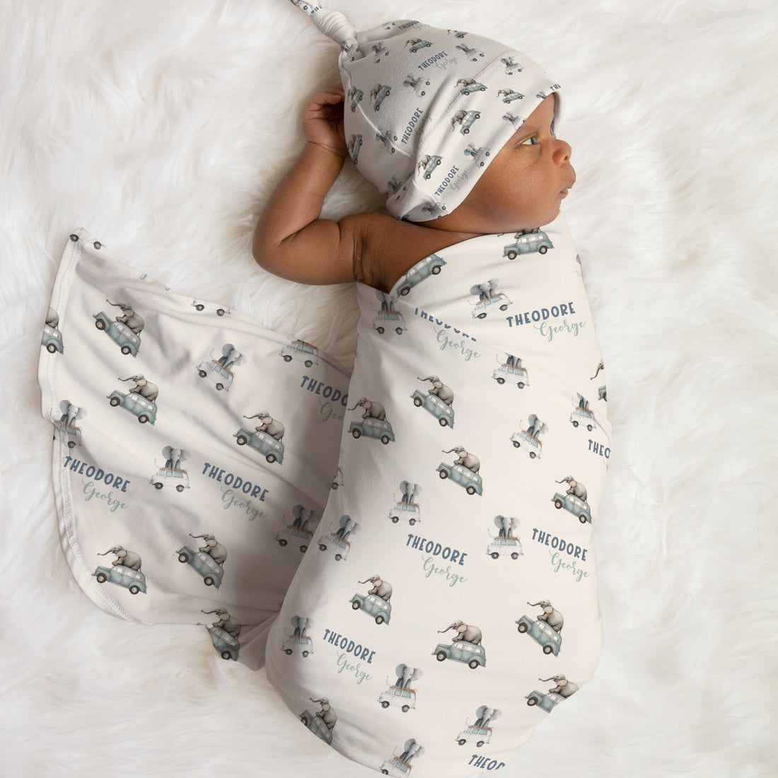 Elephants in Cars Stretchy Swaddle