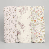 Baby Swaddle Blankets - Floral Newborn Swaddle Wraps 3-Pack | Breathable Stretchy Knit