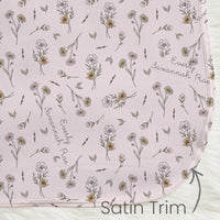 Personalized Baby Blanket - Floral Baby Receiving Blanket with Satin Trim | Boho Nursery Decor