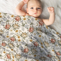 Baby Girl Gift Set – Personalized Floral Baby Gown & Soft Swaddle Blanket