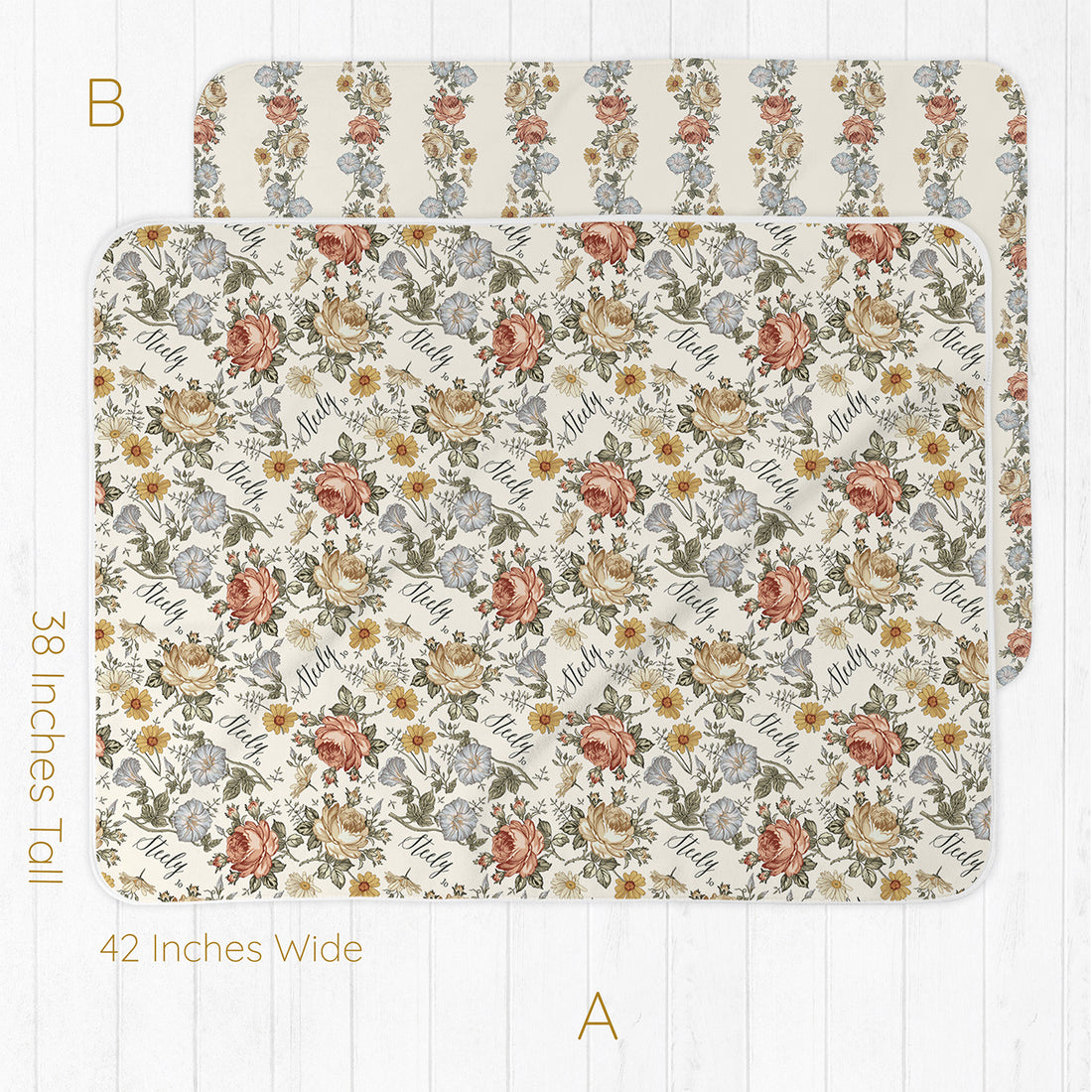 Baby Girl Gift Set – Personalized Floral Baby Gown & Soft Swaddle Blanket