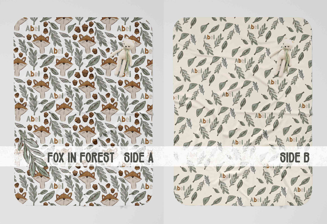 Stretchy Swaddle Blanket | Personalized Fox Baby Blanket With Name - Soft, Breathable Wrap