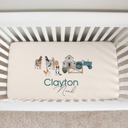 Personalized Crib Sheet | Custom Baby Bedding with Friendly Farm Animals Design