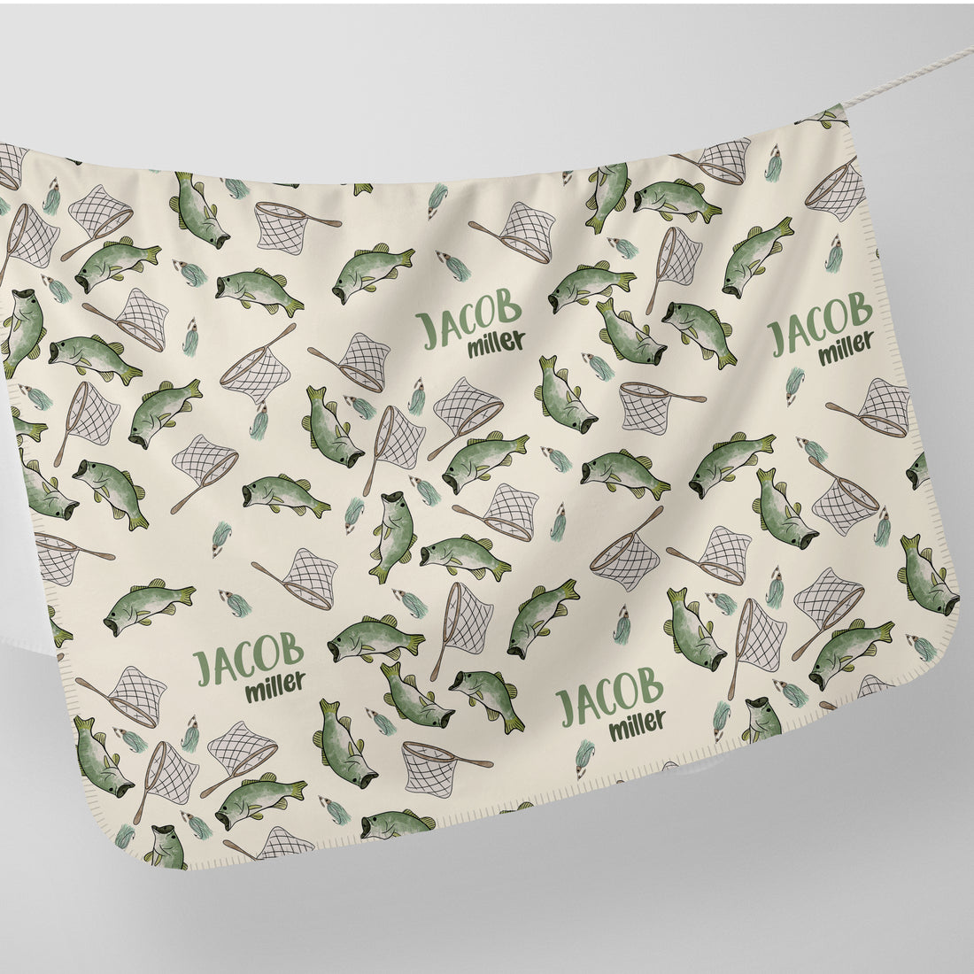 Personalized Baby Swaddle – Bass Fisherman Blanket | Soft Stretchy Knit Wrap