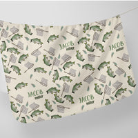 Personalized Baby Swaddle – Bass Fisherman Blanket | Soft Stretchy Knit Wrap