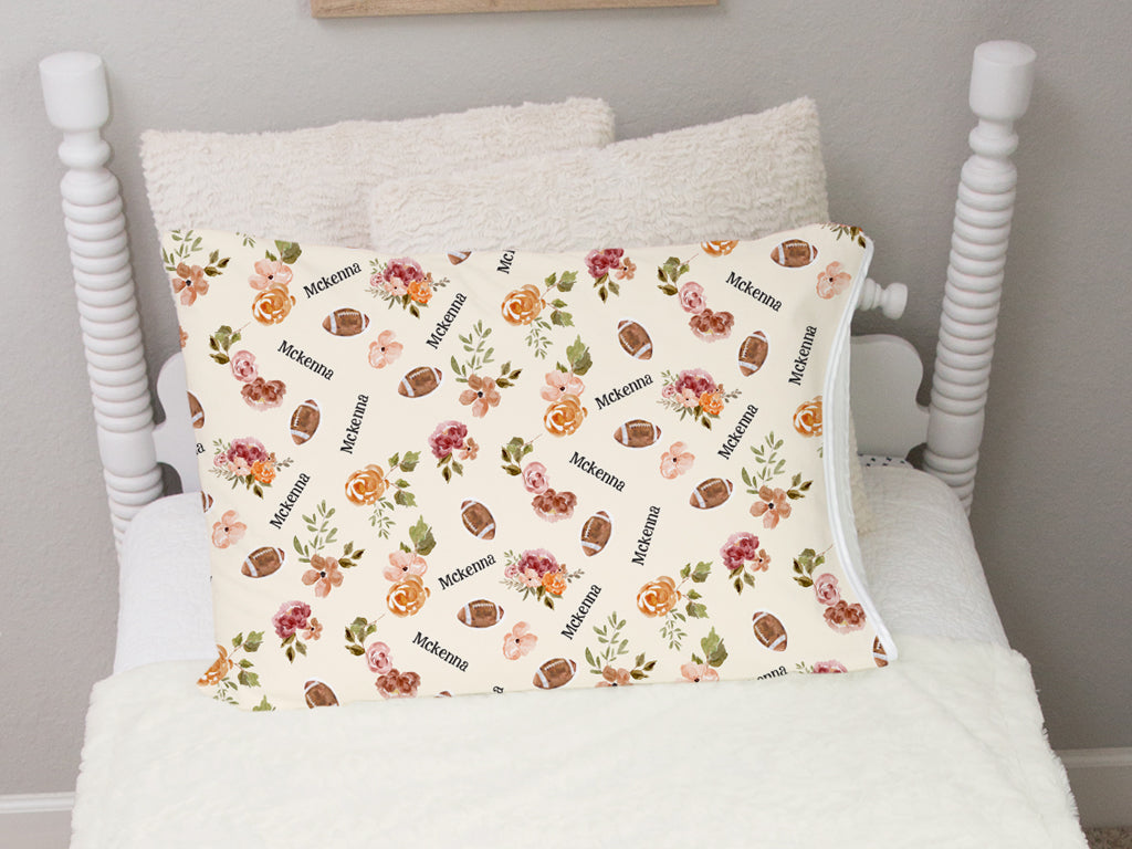Personalized Football Pillowcase – Soft Minky Fabric, Custom Name, Kids Bedding