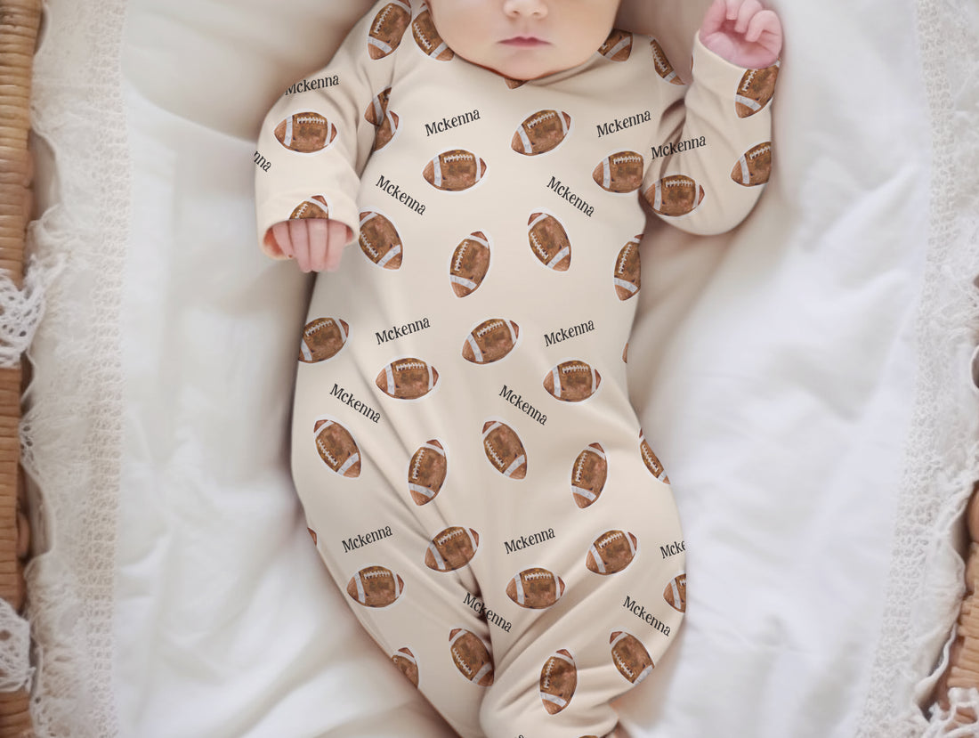 Football Knotted Baby Gown (Boy and Girl Options)