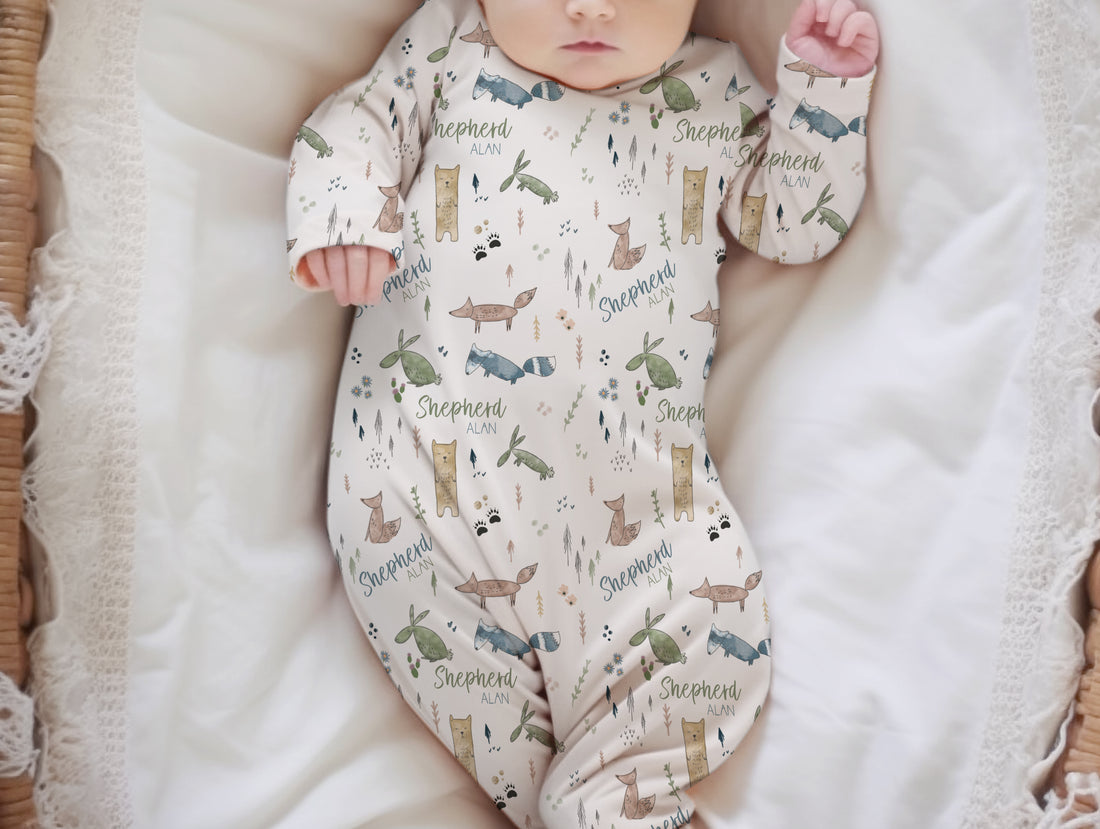 Forest Play Knotted Baby Gown