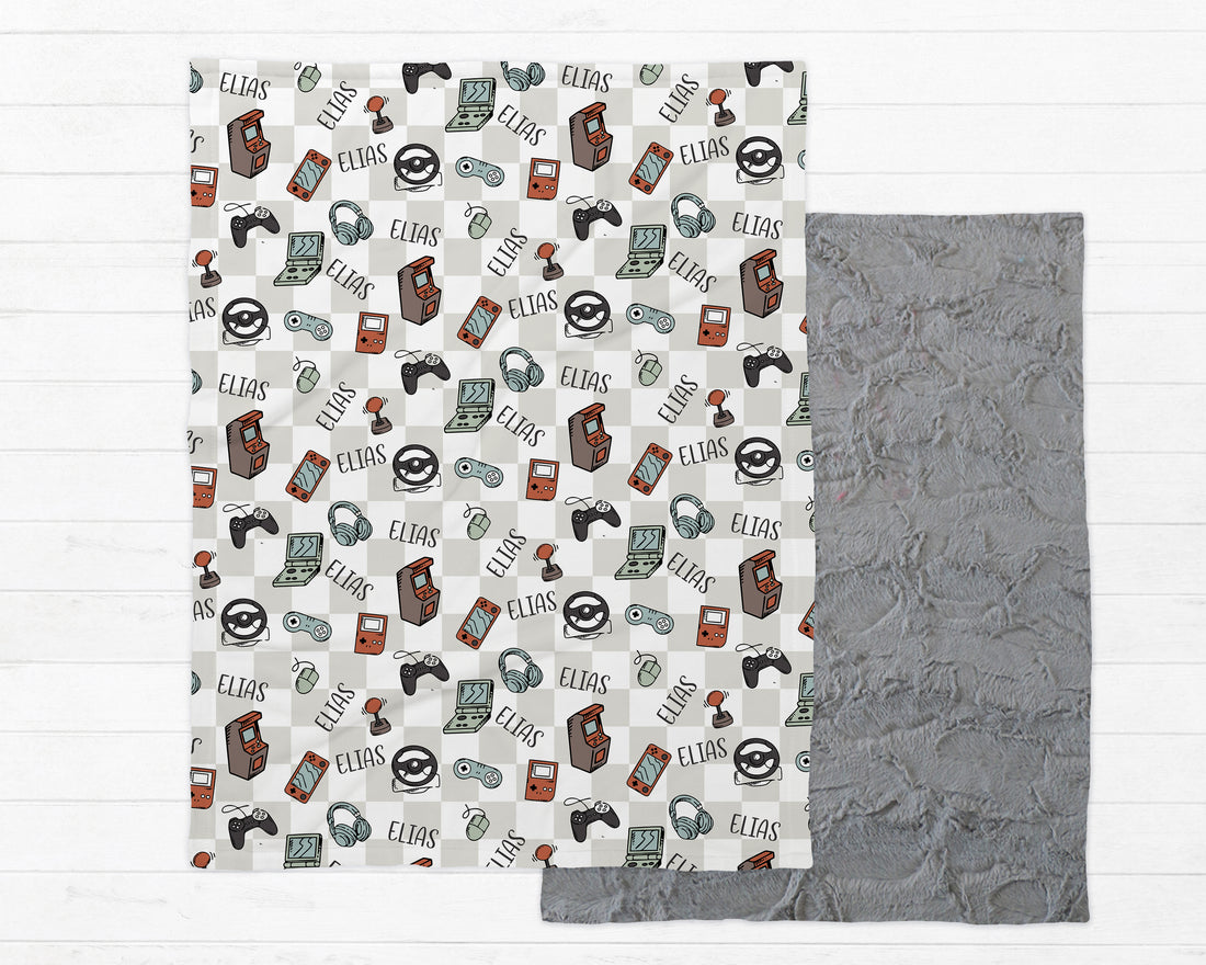 Personalized Gamer Blanket – Plush Minky Throw for Boys, Soft Cozy Gift