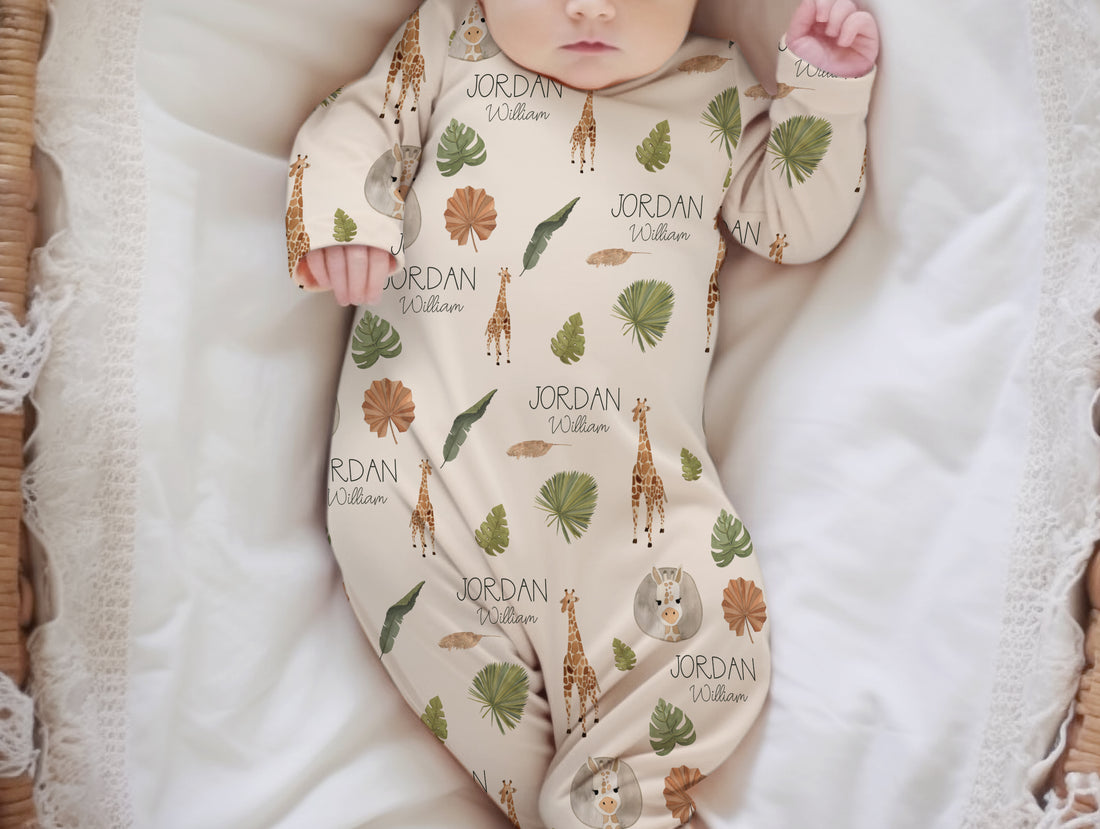 Geoffrey the Giraffe Knotted Baby Gown