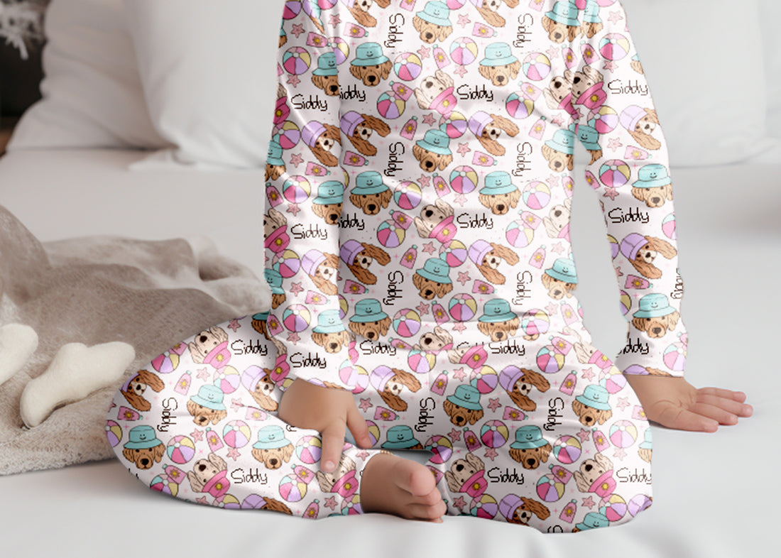 Pink Puppies  Custom Personalized Pajamas For Kids