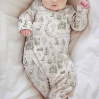 "To Grandmother's House We Go" Green Infant Tie Gown • Long Sleeve Newborn Sleepwear